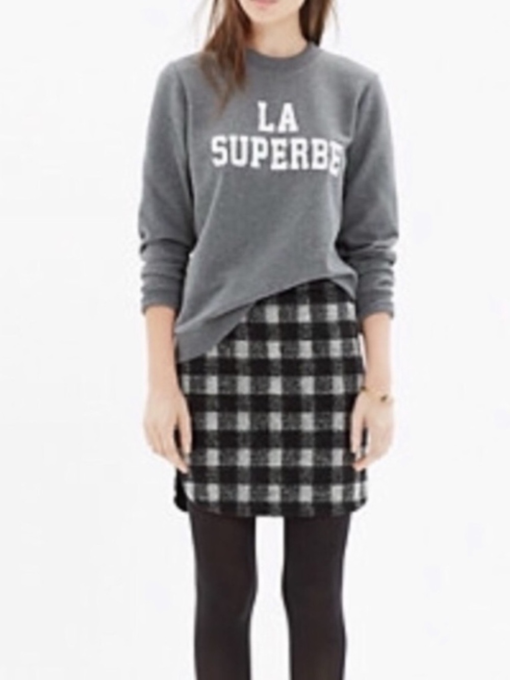 Madewell womens Shirttail wool skirt in Buffalo plaid size 6